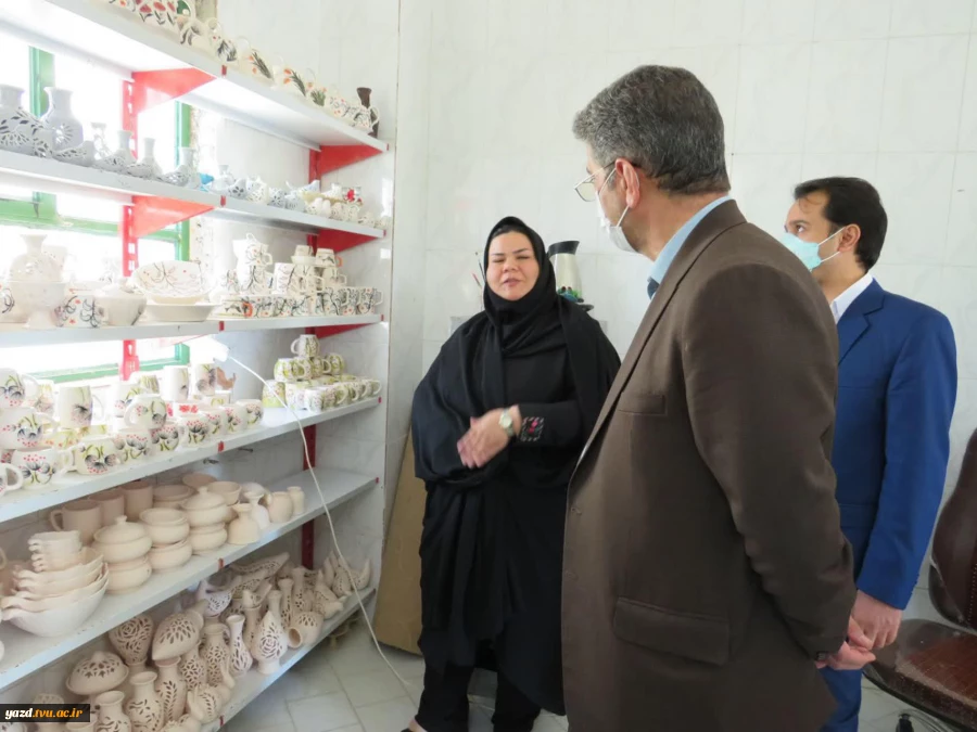 بازدید دکتر زمانی معاونت اداری مالی دانشگاه فنی ودکتر ضرغامی مدیر کل حقوقی دانشگاه از آموزشکده فنی دختران میبد 8